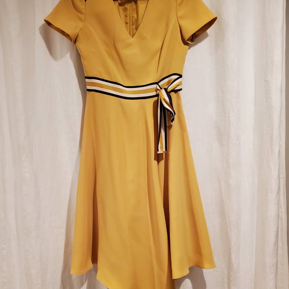 Karen Millen Mustard Asymmetrical Dress with Belt